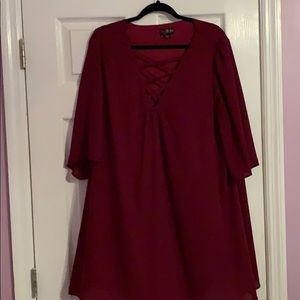 Red V-neck Dress